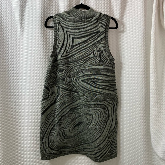 NWT Anthro Metallic Sleeveless Mock-Neck Sweater Mini Dress - Picture 9 of 11